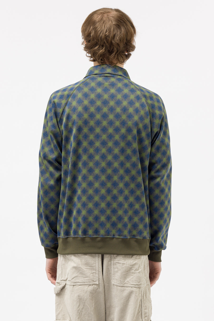 Needles - Men's Poly Jacquard Track Jacket in Blue/Olive - Notre