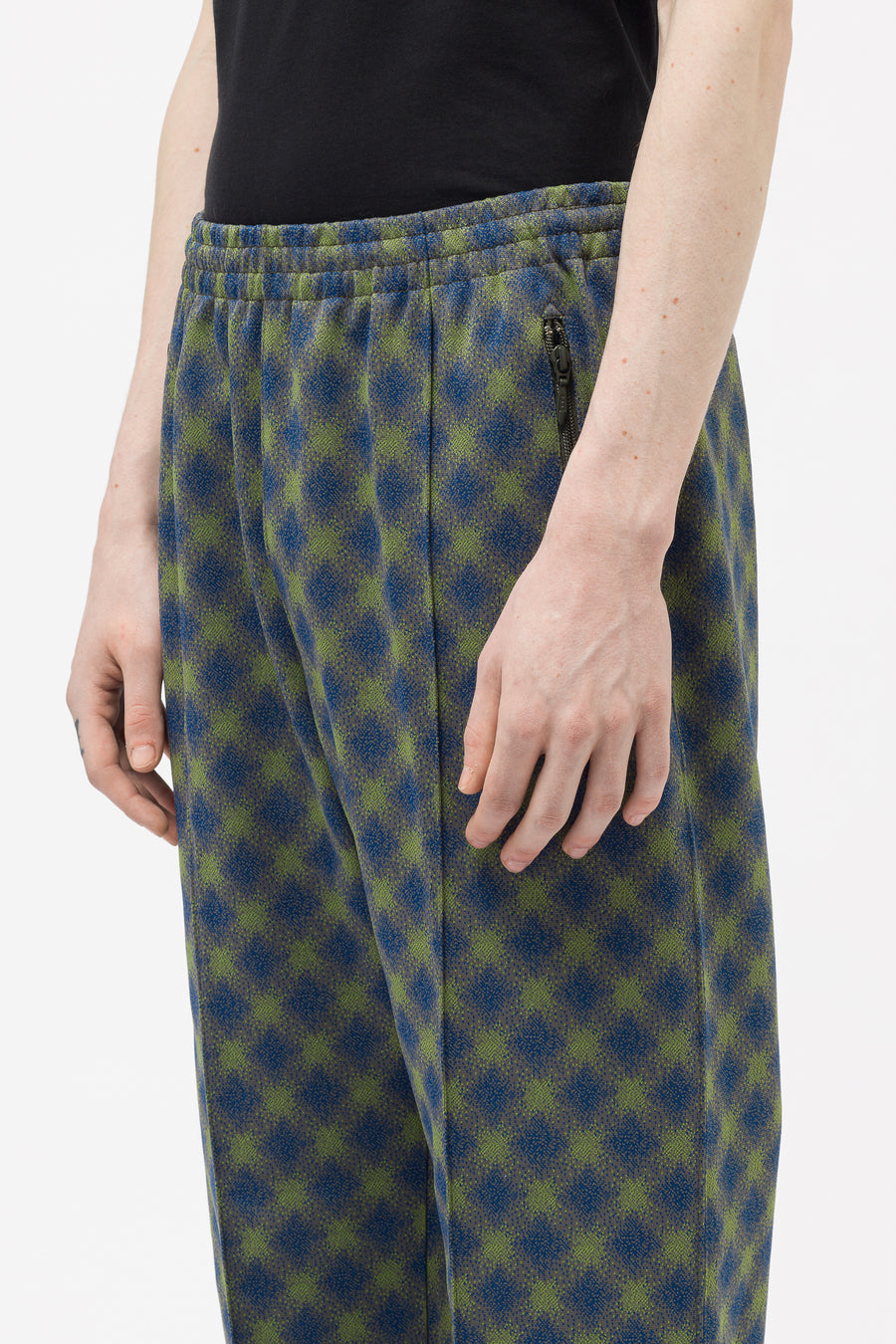 Needles - Men's Poly Jacquard Track Pants in Blue/Olive - Notre