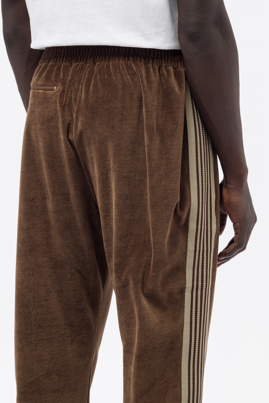 Needles - Men's Velour Narrow Track Pants in Brown - Notre