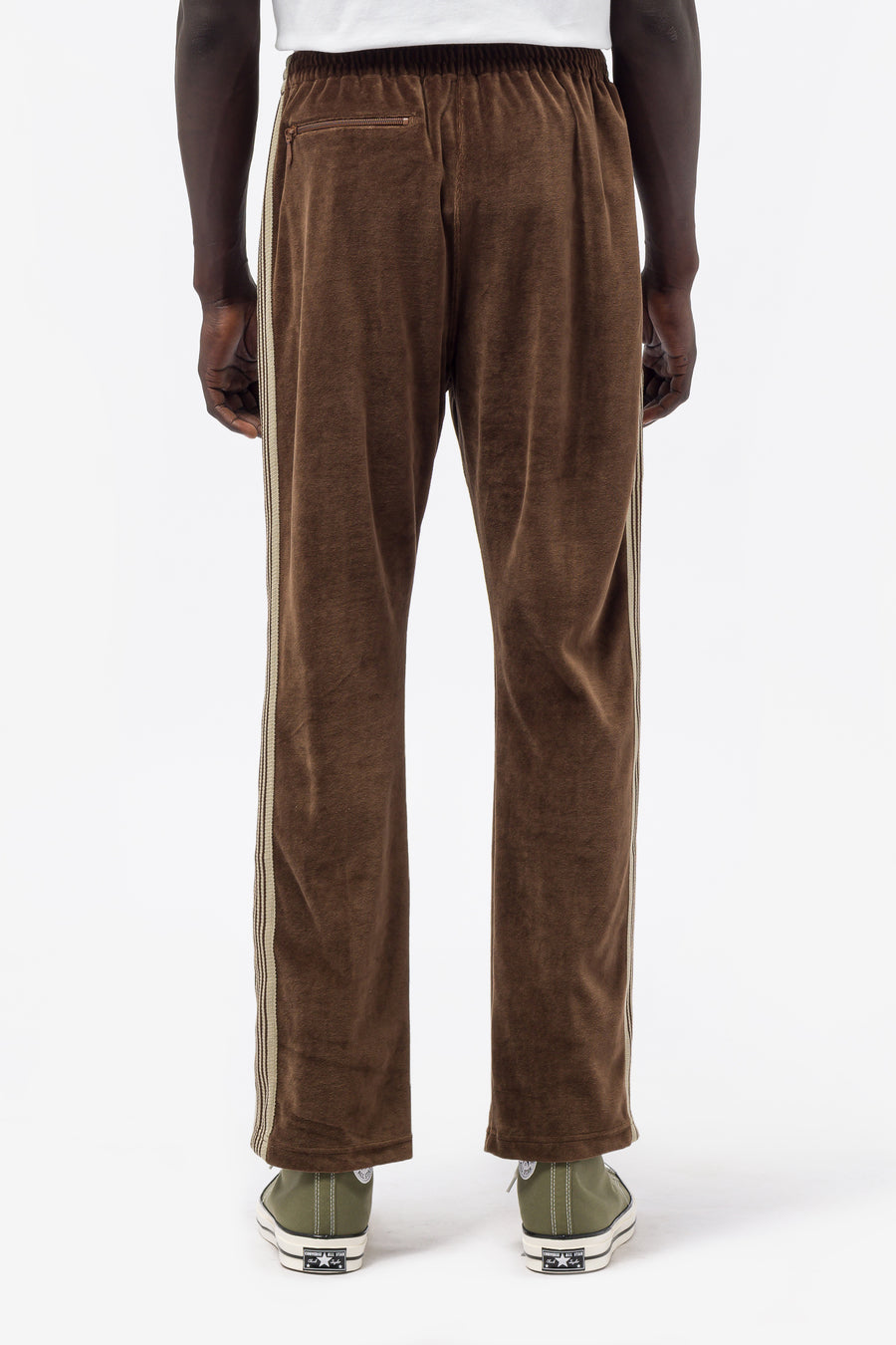 Needles - Men's Velour Narrow Track Pants in Brown - Notre