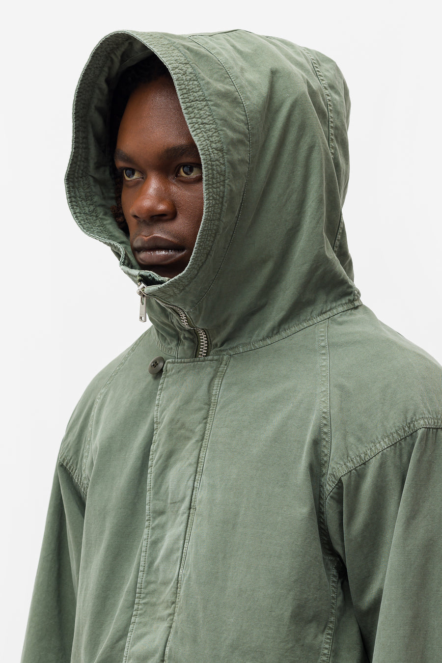 Trooper Hooded Coat in Olive