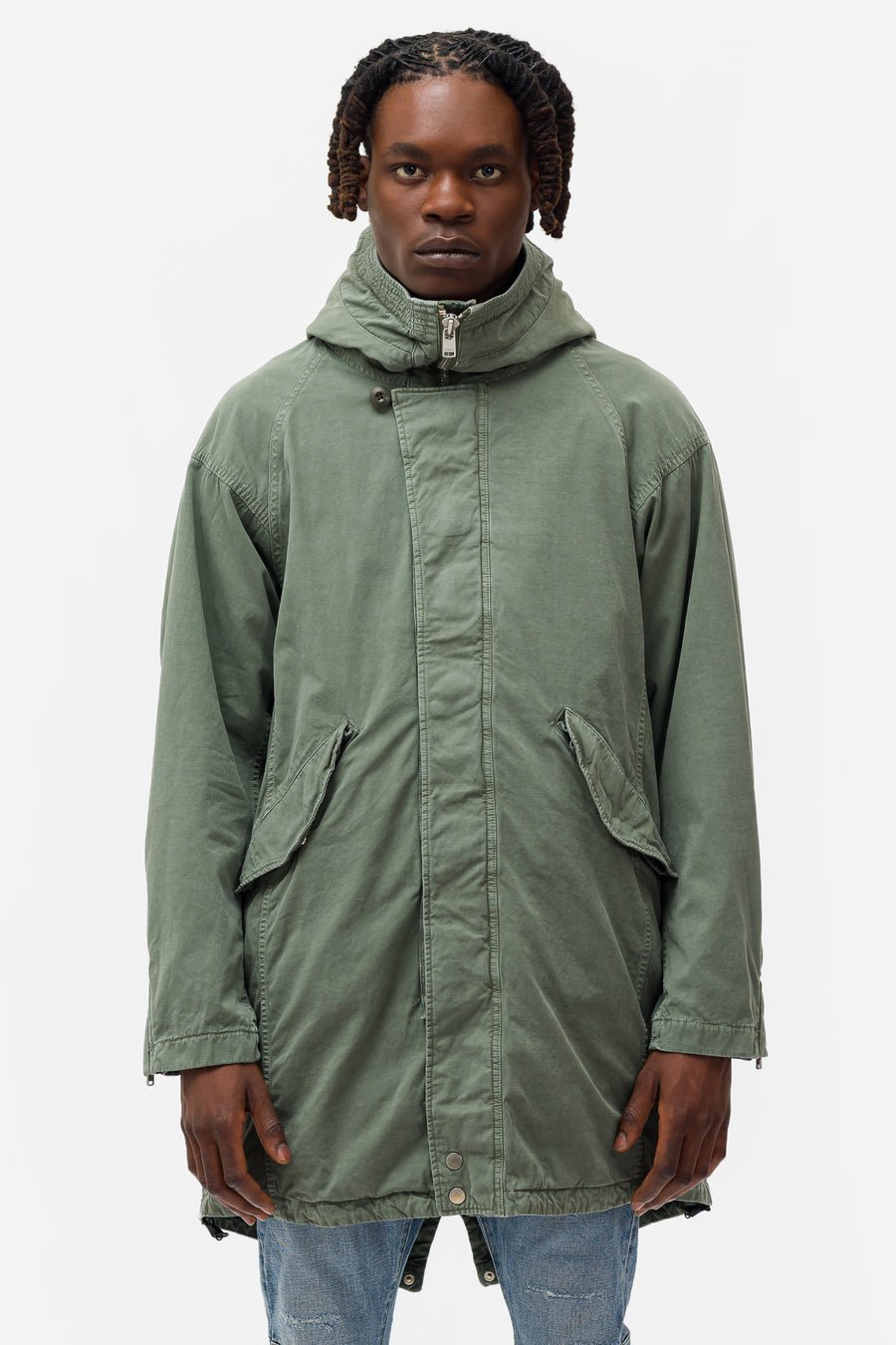 Trooper Hooded Coat in Olive