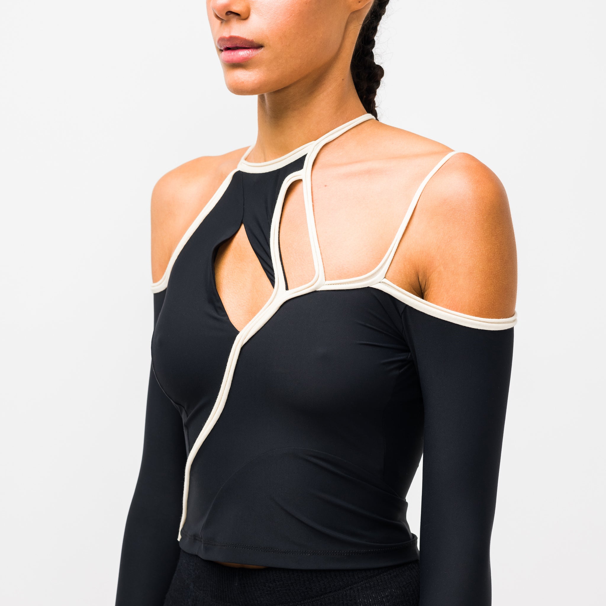 Strappy Longsleeve Top in Black