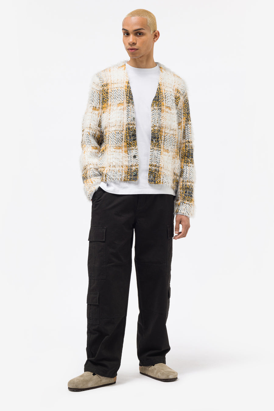 Stüssy - Men's Hairy Plaid Cardigan in Gold - Notre