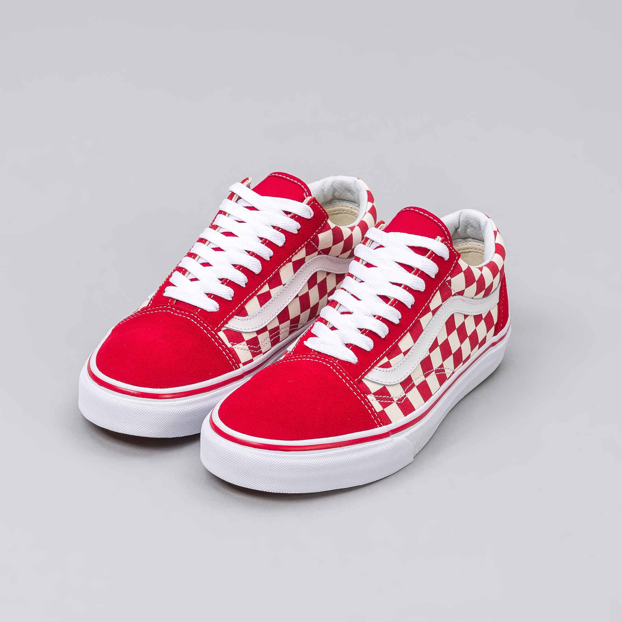 red and white checkered vans lace up