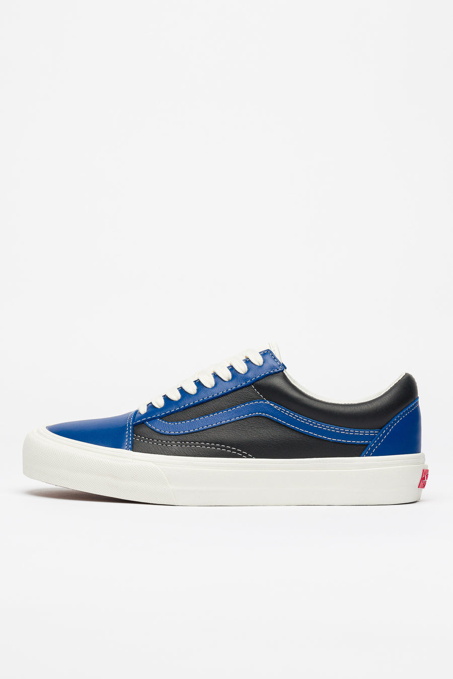 blue and leather vans