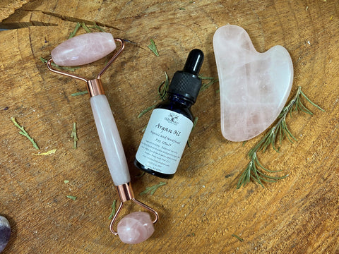 Rose Quartz Gua Sha Message stone Set