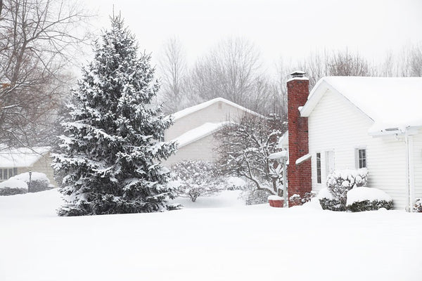 Snowing outside in a winter morning