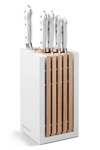 Classic White - 7 pcs. Slim Knife Block Set (Santoku) – Freemans