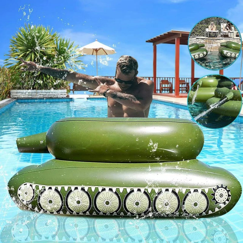Inflatable Tank-Shaped Pool Float with Water-Shooting Toy