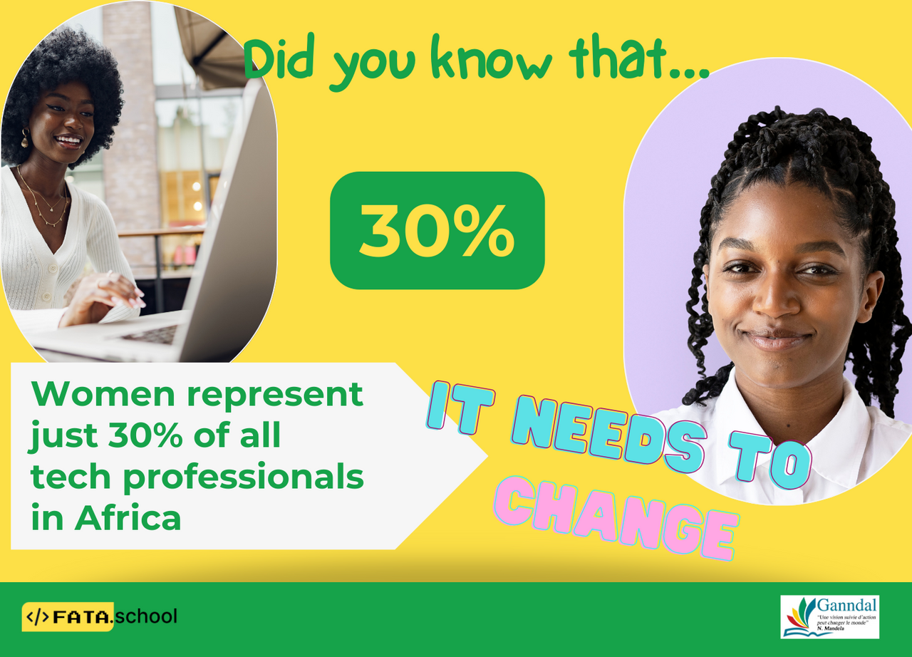 Women represent just 30% of all tech professionals in Africa