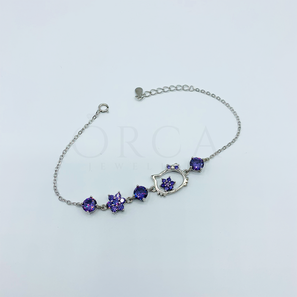 Women Blue Diamond Stone Bracelets Silver (Non rustable)