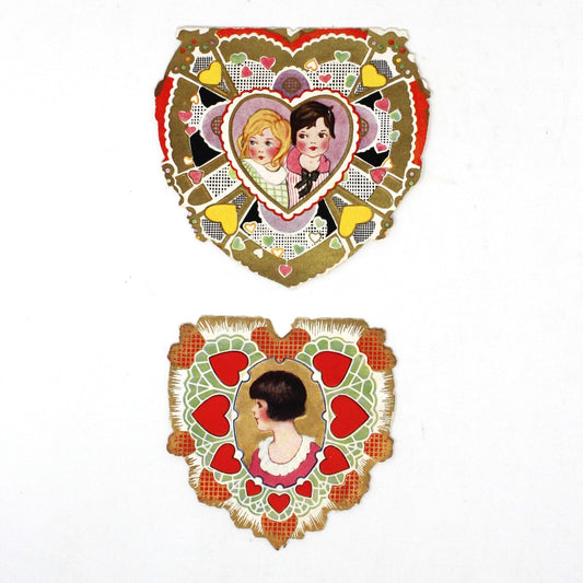 Greeting Card / Valentine, Movable, Girl with Heart, Large 7, Unused,  Vintage