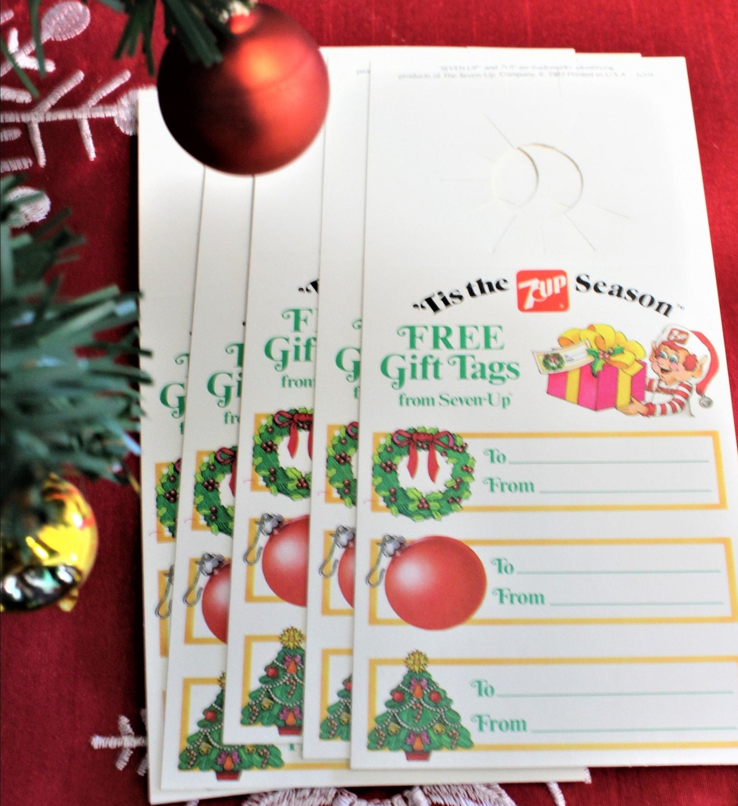 Gift Tags, 7-Up Christmas, 35 gift tags, Vintage, Unused, NOS