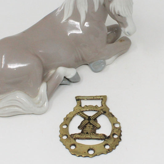 Vintage Brass Horse Bridle Harness Medallion Deer Elk Stag collectible