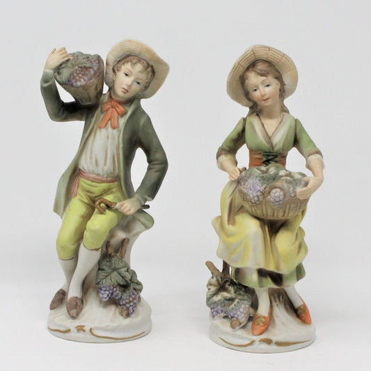 Pixie Elf Figurines Vintage Homco 5213 Homeco Porcelain, Big Hats