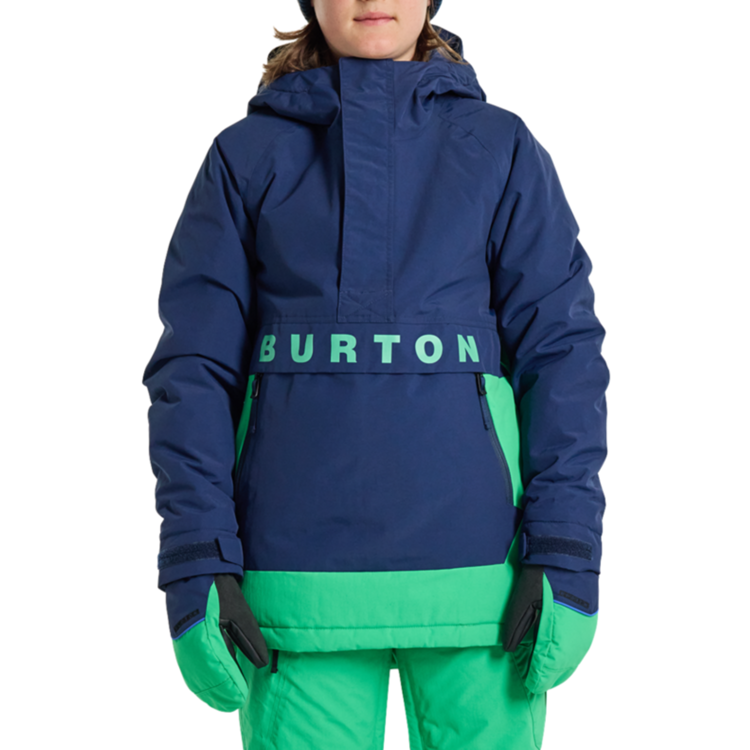 Burton Kid's Frostner Anorak Jacket 2024   Youth Unisex Snow Jacket, Dress Blue/Galaxy Green / M