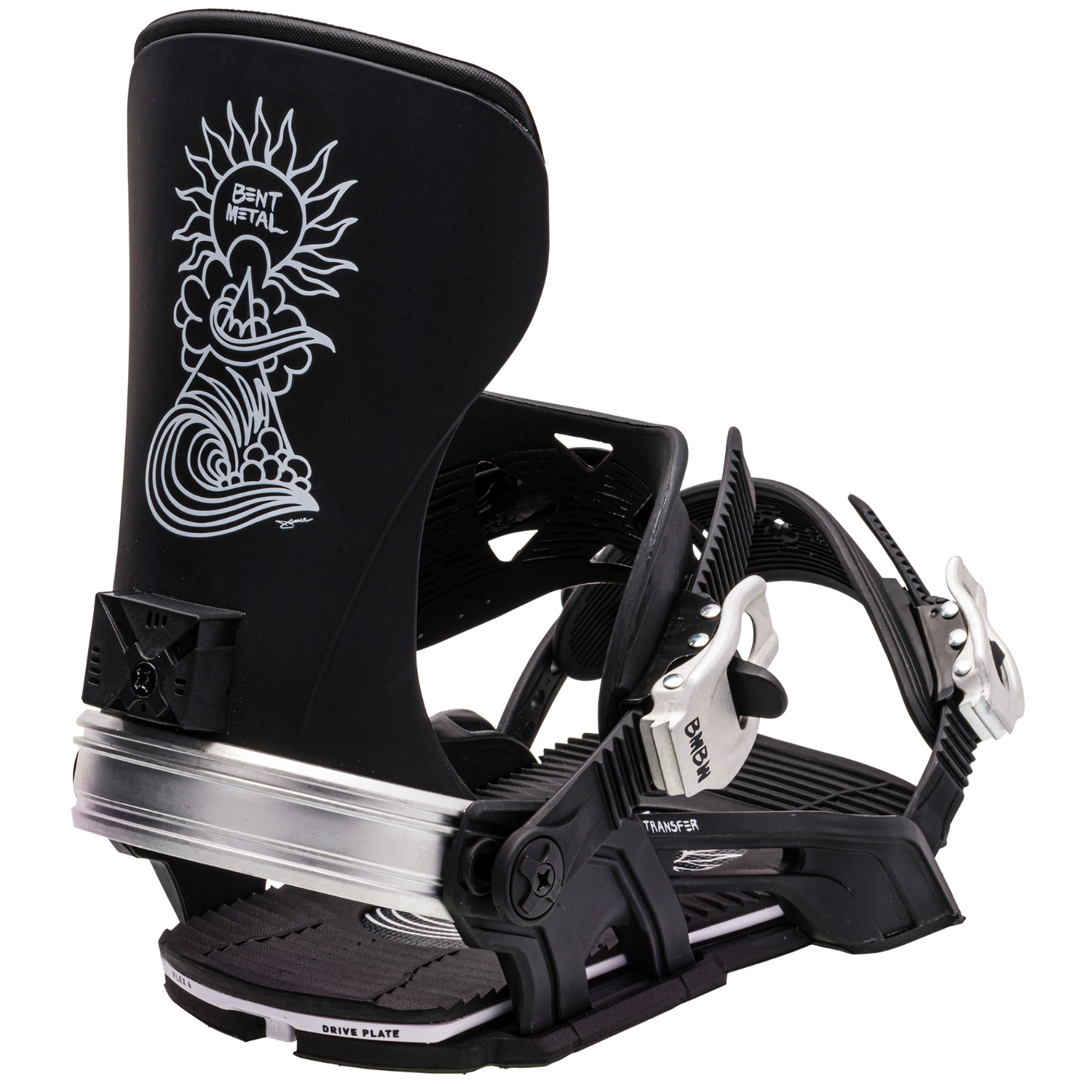 Bent Metal Transfer 2024   Men's Snowboard Bindings, BLACK/SILVER / L