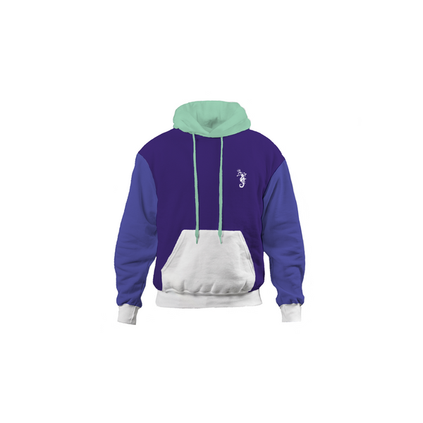 Light Green Body W/ Navy Blue Head Indigo Arms Color Block Hoodie – Quingsea