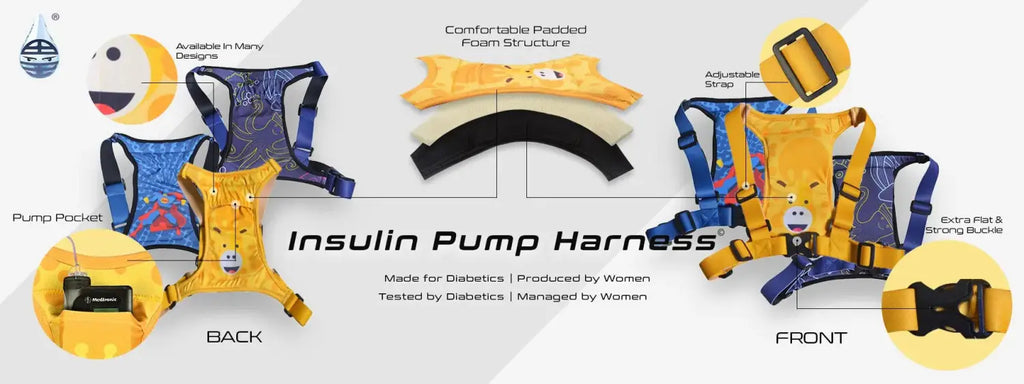 Insulin pump belt, harness, sensor armbands for children