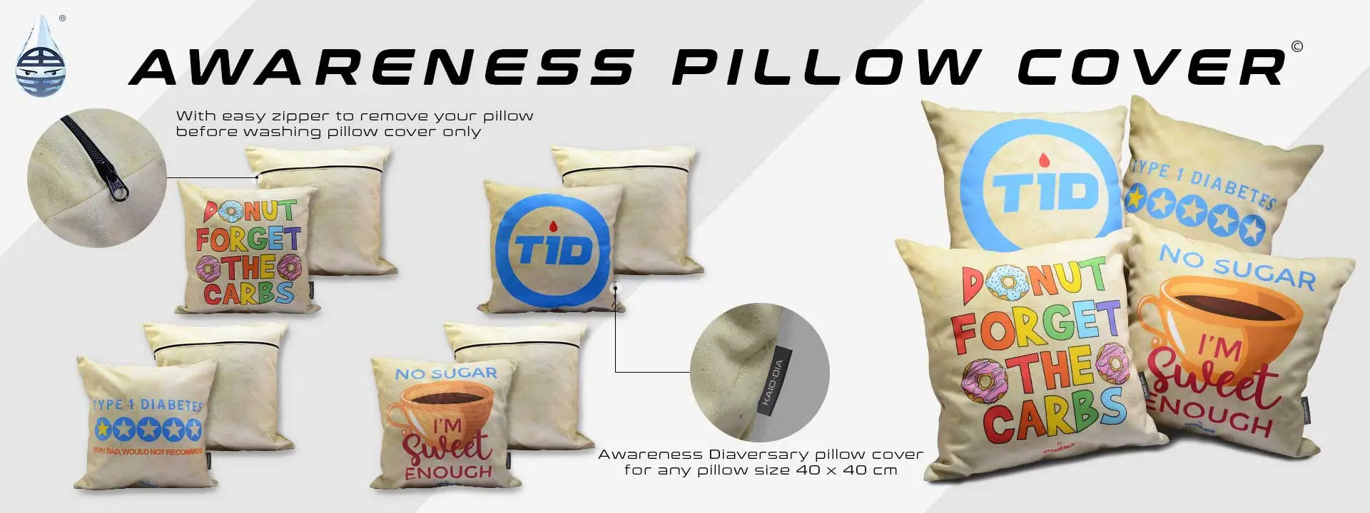 Diabetic awareness pillow covers