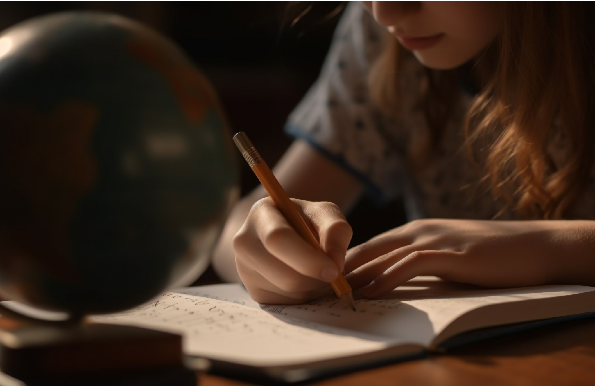 Little girl writing Handwritten Letters for her teacher