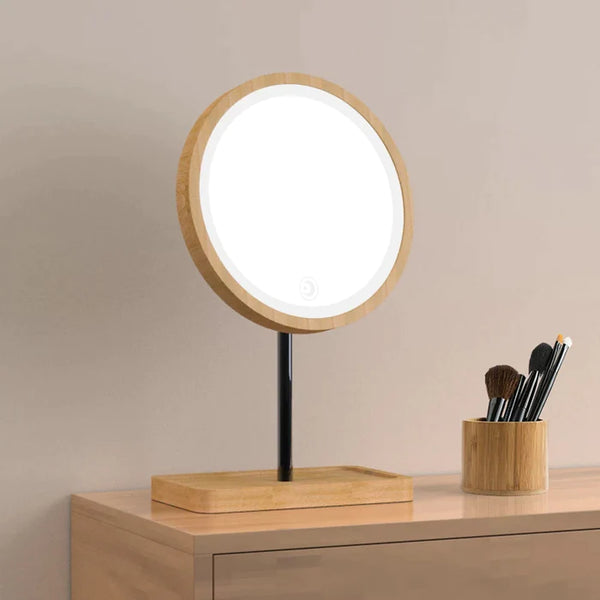 Reflecting Beauty: LED Wooden Cosmetic Mirror