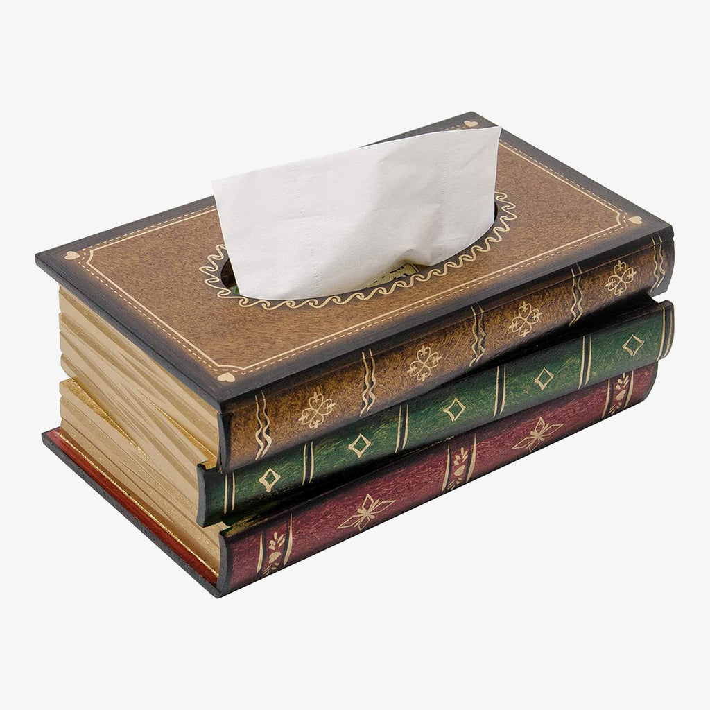 best retro gifts: Crafted Classical Retro Wooden Antique Book Tissue Box