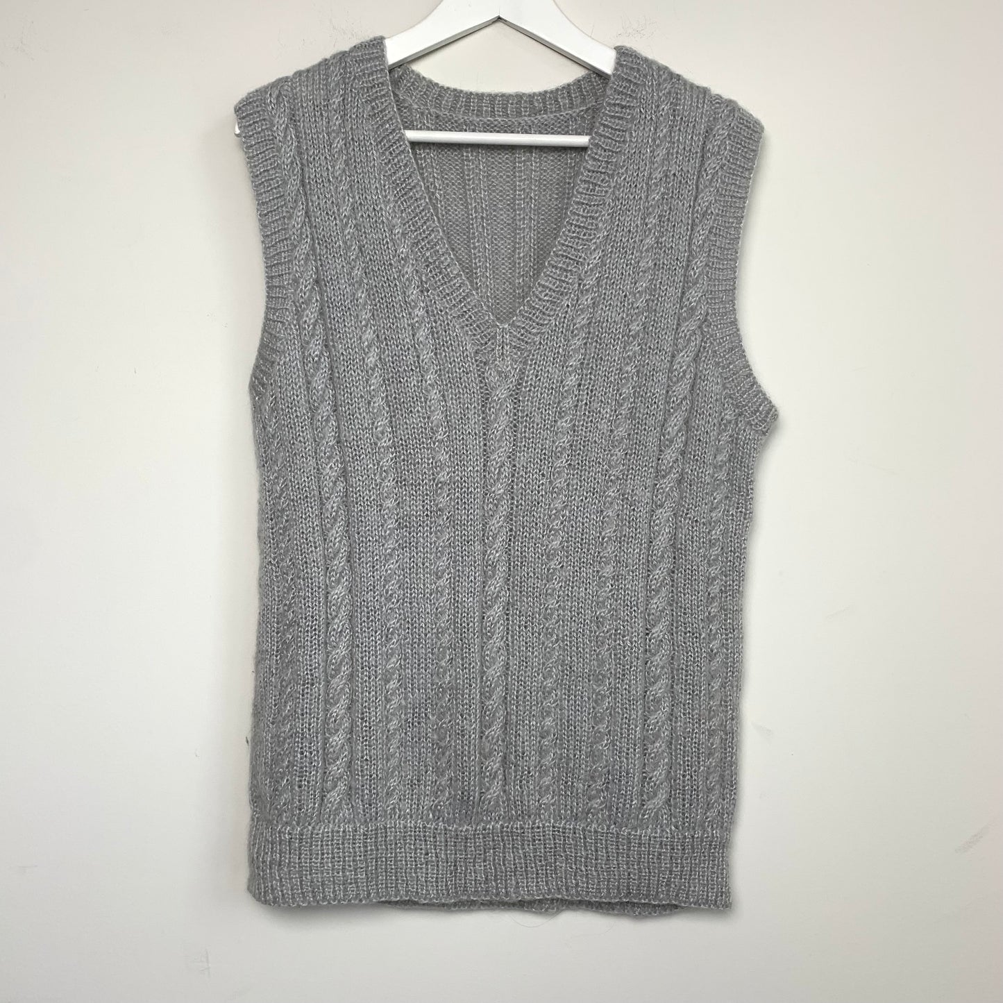 Chunky Knit Gray Sweater Vest Oversized Fisherman Knit