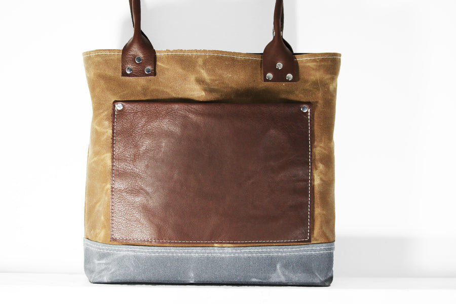 Waxed canvas tote - heavy weight waterproof canvas bag and genuine lea – Alex M Lynch