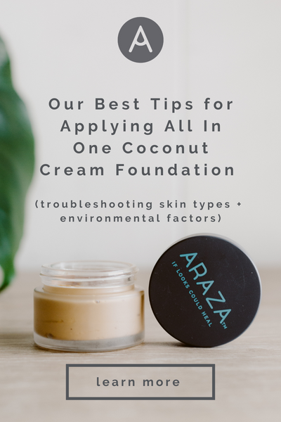 Our Best Tips for Applying All In One Coconut Cream Foundation (troubleshooting skin types + environmental factors)  paleo makeup foundation health non-toxic clean safer beauty gluten free cruelty acne prone aging organic natural 