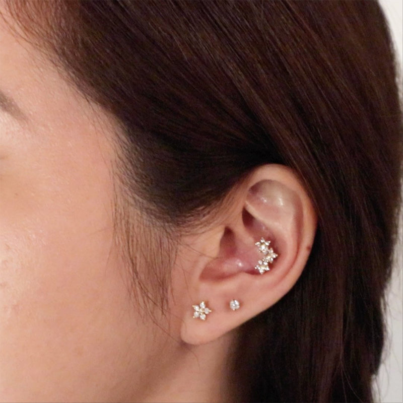 Classic Diamante Gold Flat Back Earring 