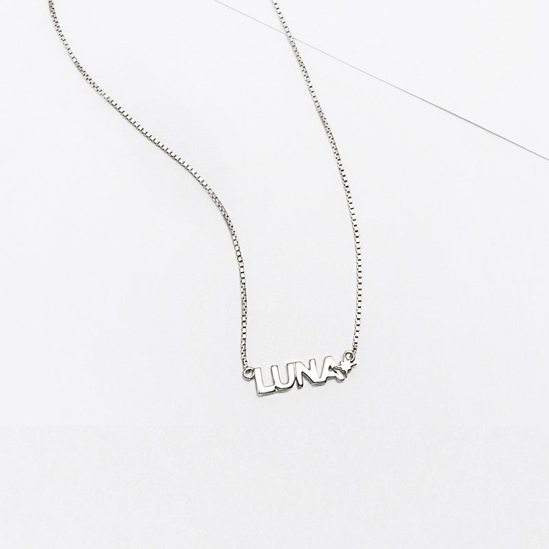 Sterling Silver Nameplate Necklace With 