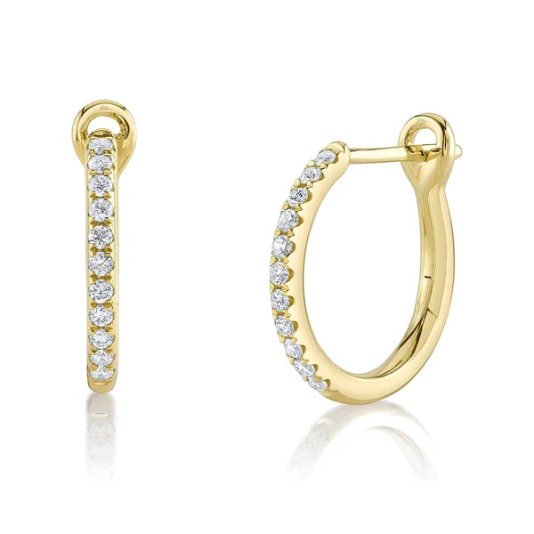 14K Gold Diamond Hoop Earrings