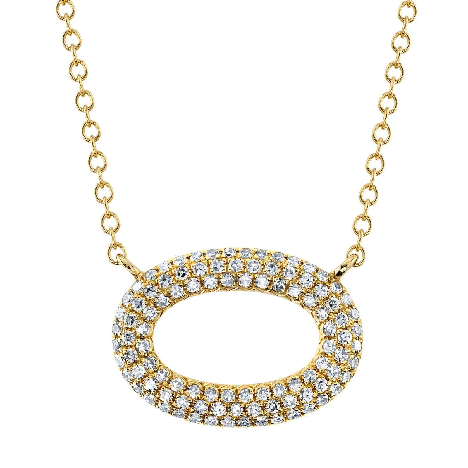 14K Gold Diamond Oval Pendant Necklace – Sage Designs LA