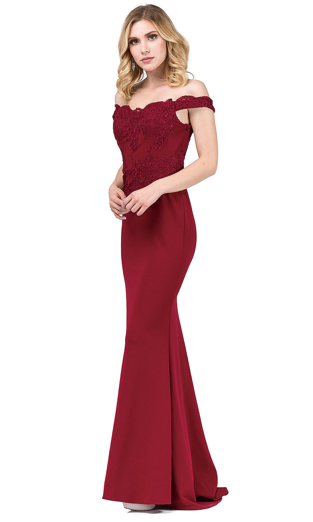 Embroidered Off The Shoulder Sweetheart Prom Dress 