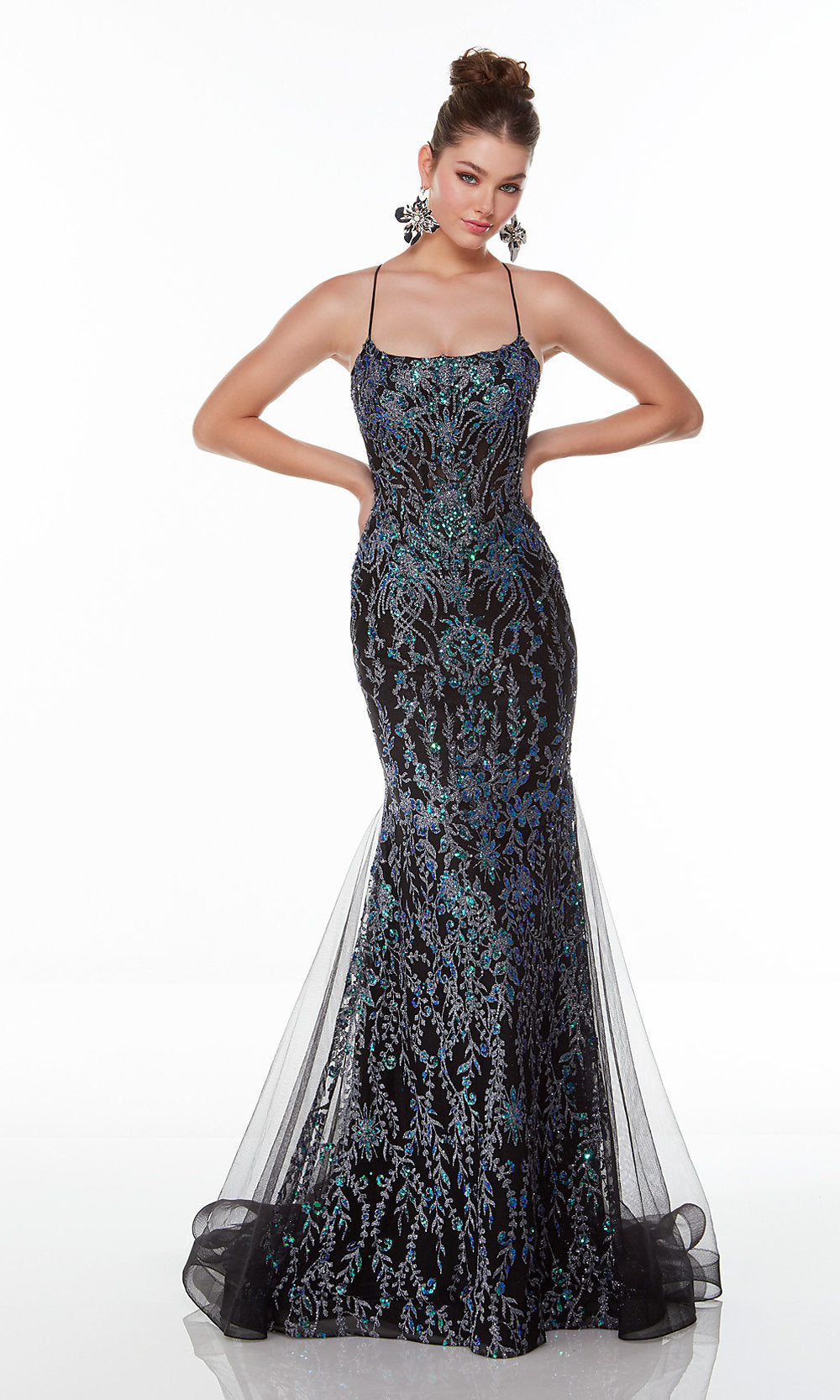 Chameleon Glitter Long Mermaid Prom Dress with Sequins