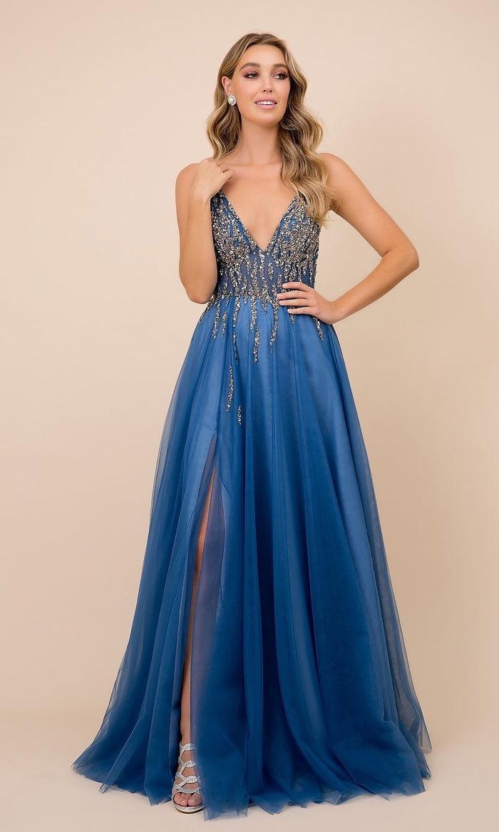 Corset-Back Embellished Long Prom Dress 4308
