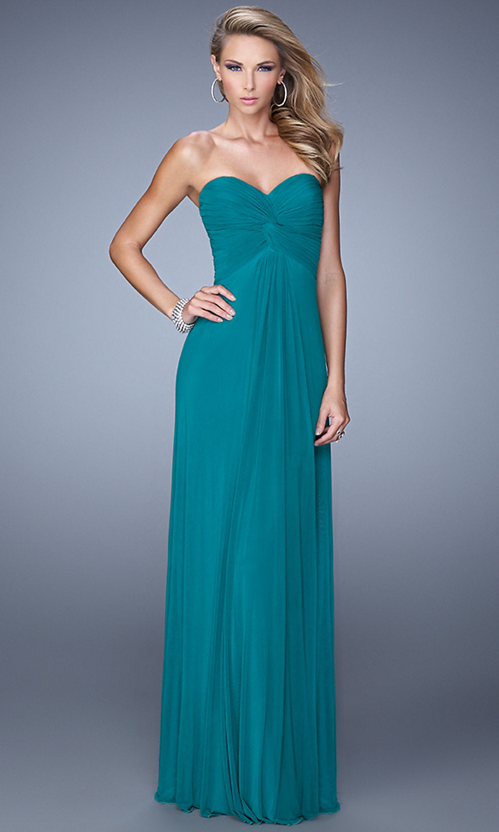 Front Knot Strapless Long Prom Dress By La Femme 4135