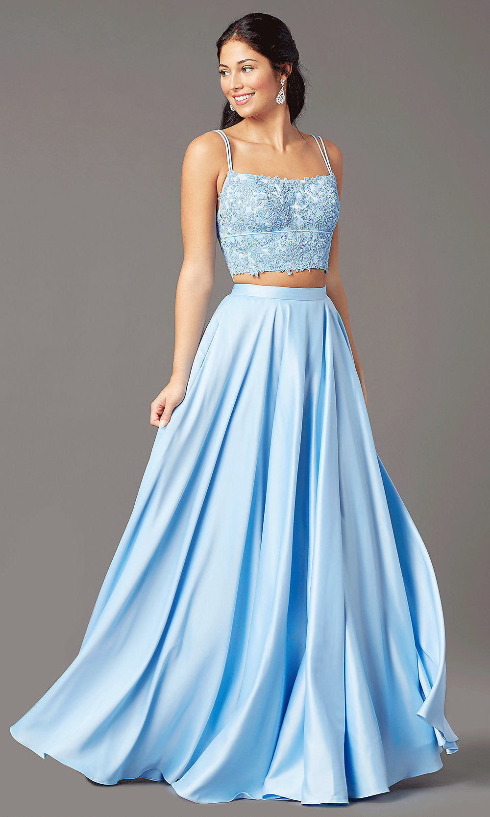 Long Promgirl Two Piece Formal Prom Dress 