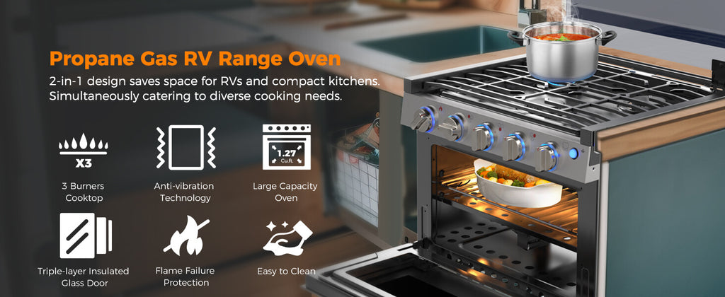 Camplux RV Range with 3 Cooktops