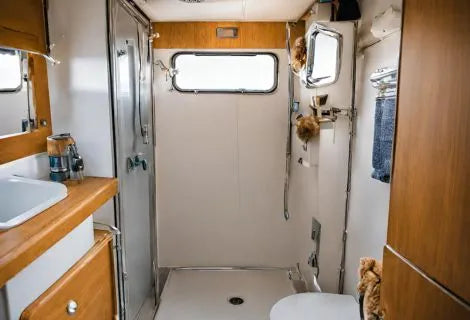 The shower space in the RV