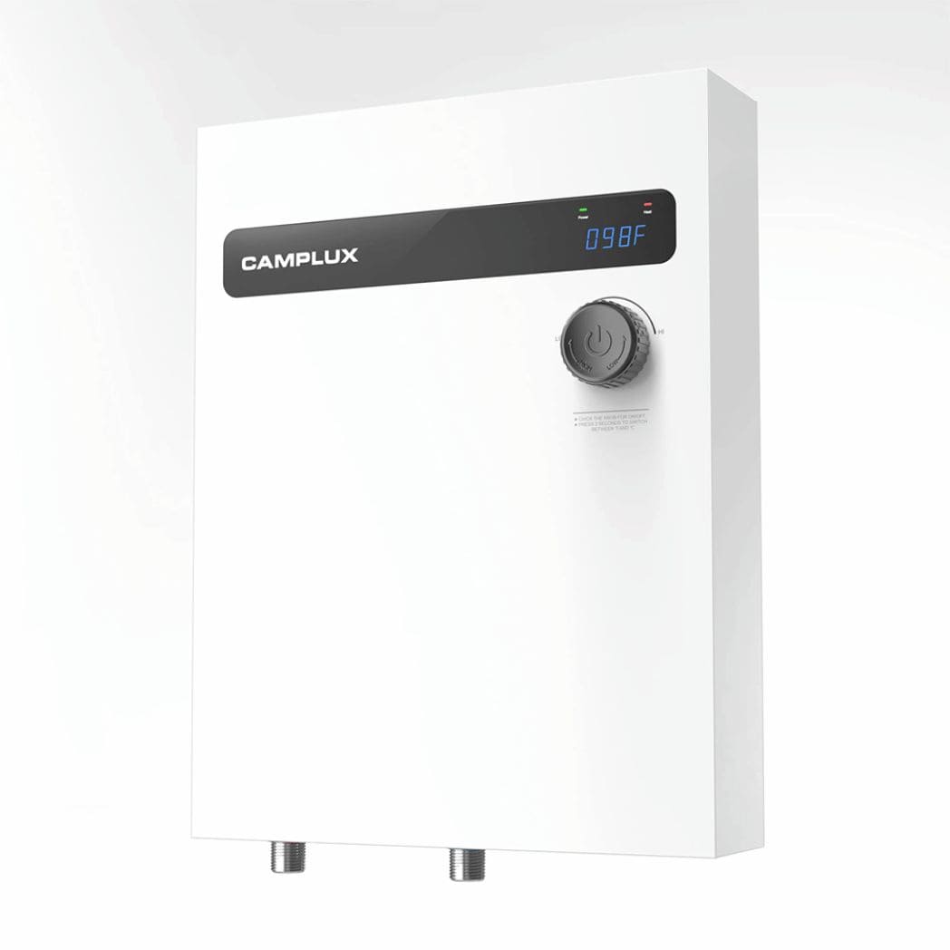 Camplux Te04 Point-of-Use Electric Tankless Water Heater with Digital Display and Cable, 3.5kW at 120V, White