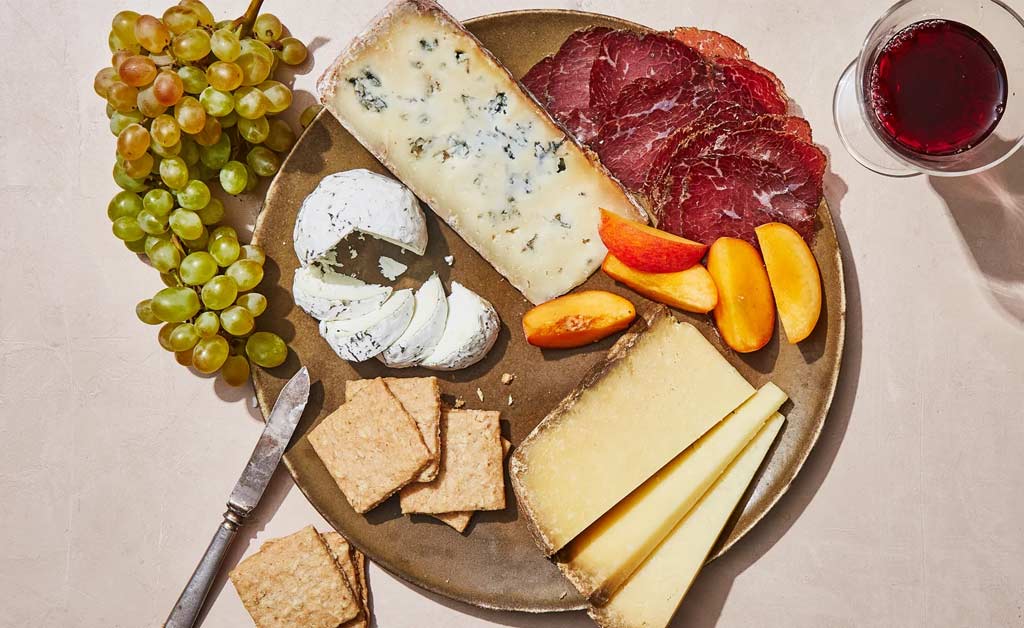 Various cheeses on a plate