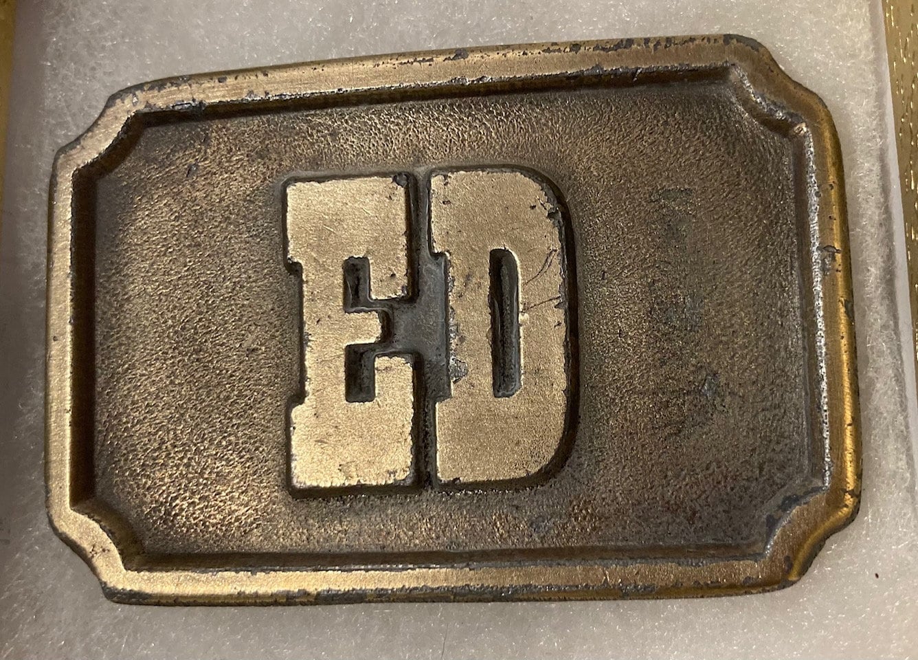 Vintage Metal Belt Buckle, Brass, Ed, Edward, Nice Western Design