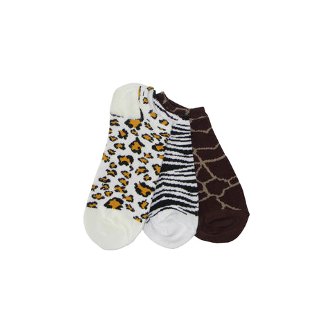 Three Pack Animal Footie Socks in Giraffe Print, Zebra Print, and Leop ...