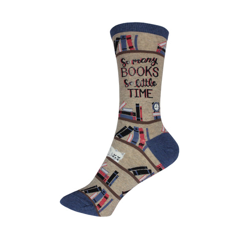 Time for a Good Book Crew Socks in Hemp Heather - Poppysocks