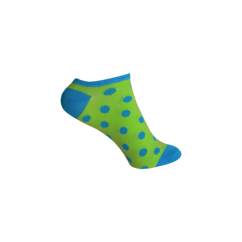 Three Pack Polka Dot Footie Socks in Turquoise, Lime, and Orange ...