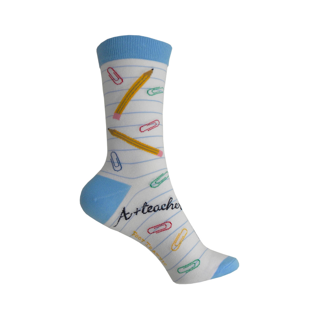 Teacher Crew Socks in White and Blue - Poppysocks