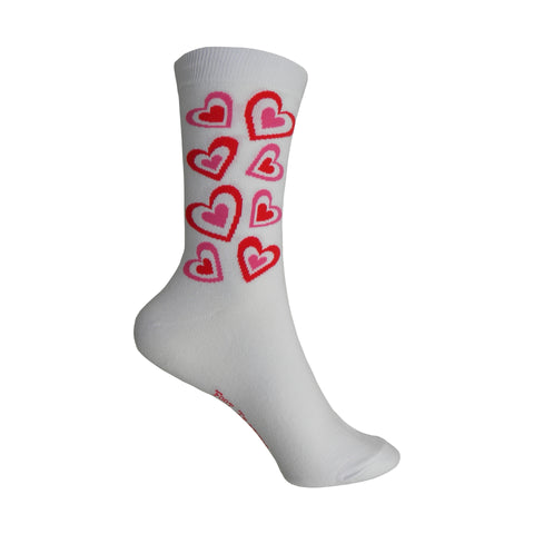 Hearts Crew Socks in White - Poppysocks